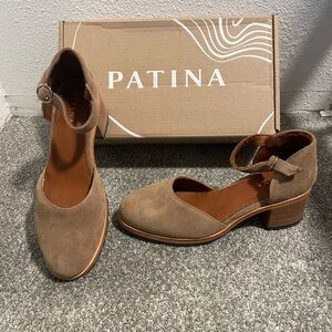 Patina Heeled Mary Jane Suede - Taupe